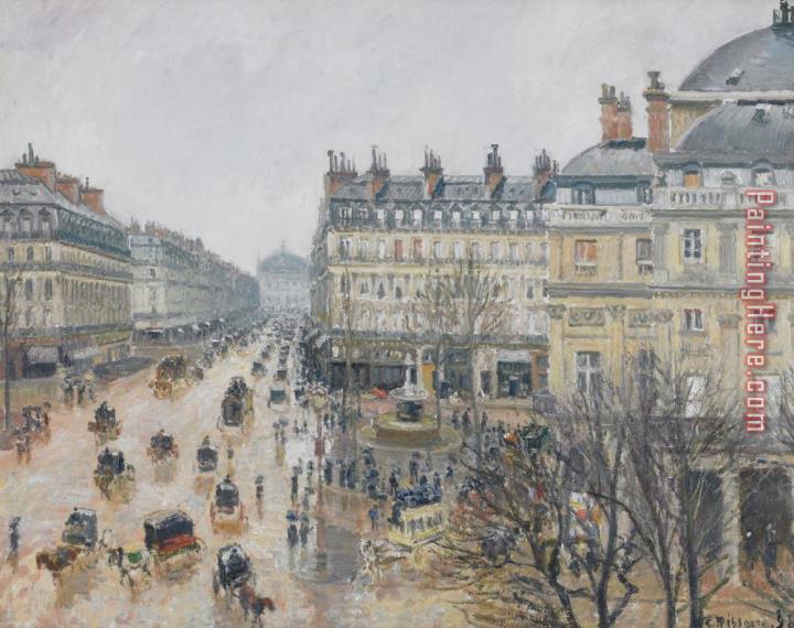 Camille Pissarro Place Du Theatre Francais Paris Rain
